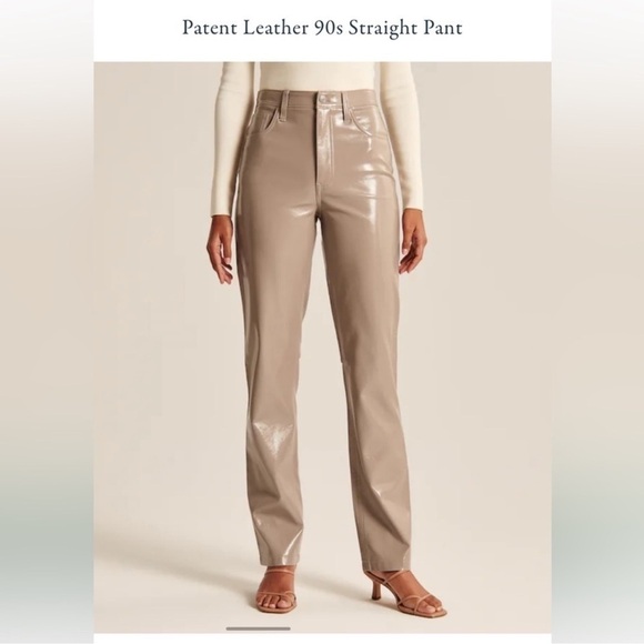 Abercrombie & Fitch 90’s Straight Ultra High Rise Curve Vegan Patent 28 6s 26 2s - Picture 7 of 12